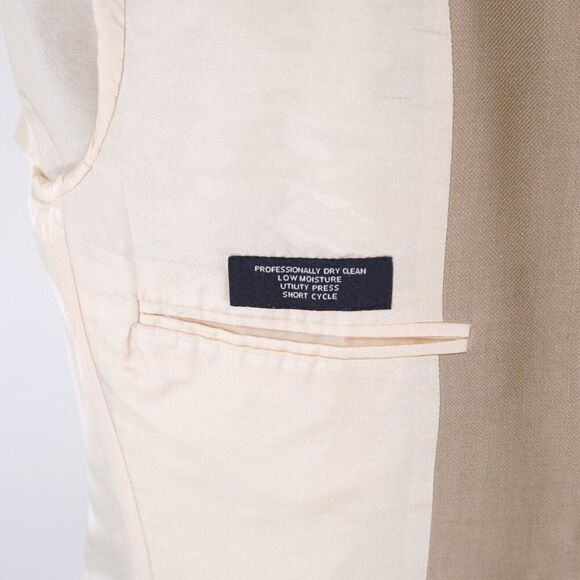 Jos A Bank Wool Silk Ramie Woven Wool Tan 2 Button Blazer 40R Tagged 41R - Picture 11 of 13